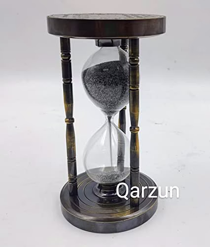 Antique Heavy Brass Sand Timer Nautical Maritime 7" Chess Maker Old Clock Hourglass image 5