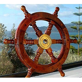 qarzun ascent gifts ship wheel wood ship wheel brass ring rosewood ship wheel home decor,wall decor ship wheel nautical ship wheel gift item 18 inch