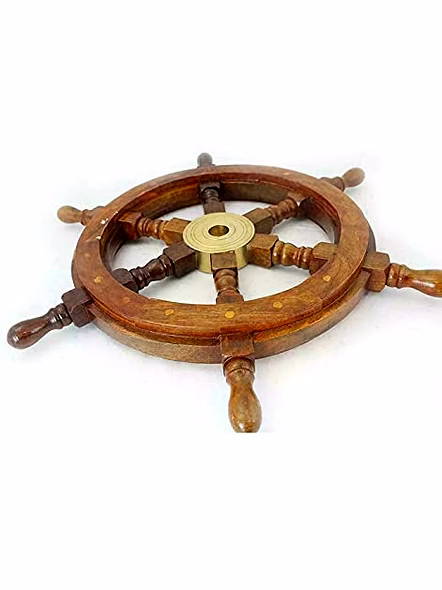 Ascent Gifts Ship Wheel Wood Ship Wheel Brass Ring Rosewood Ship Wheel Home Decor,Wall decor Ship Wheel Nautical Ship Wheel Gift Item 18 inch-2