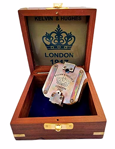 qarzun antique black finish brass brunton compass square with wooden box collectible gift
