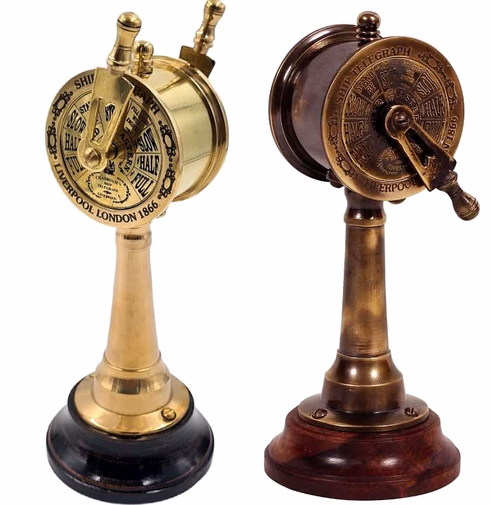 qarzun set of 2 mini brass telegraph antique finish and golden finish table decorative gift