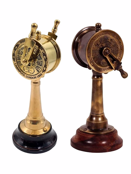Set of 2 Mini Brass Telegraph Antique Finish and Golden Finish Table Decorative Gift-3