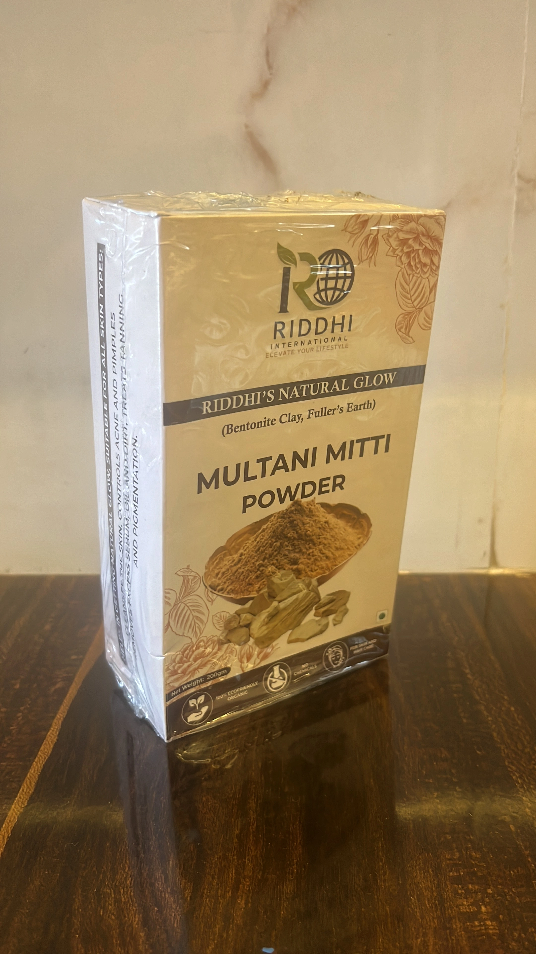 Riddhi's Natural Glow Multani Mitti (Fullers Earth or Bentonite Clay) 200gm pack-3