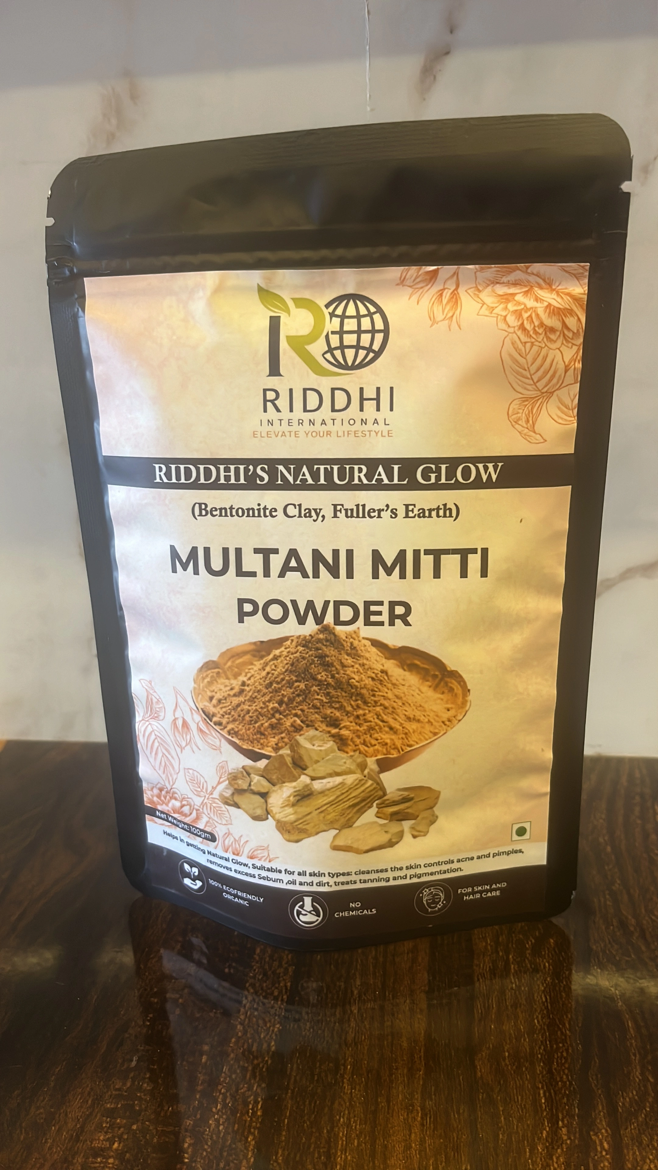 Riddhi's Natural Glow Multani Mitti Face Pack (Fullers Earth or Bentonite clay powder)-100gm-RIMM01