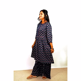 wander cotton printed indigo suit 1023