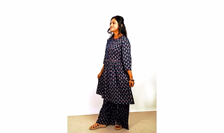 Cotton Printed Indigo Suit 1023