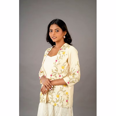 wander yellow cotton silk kurti 1037