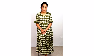 Printed Henna Green Dress 1059
