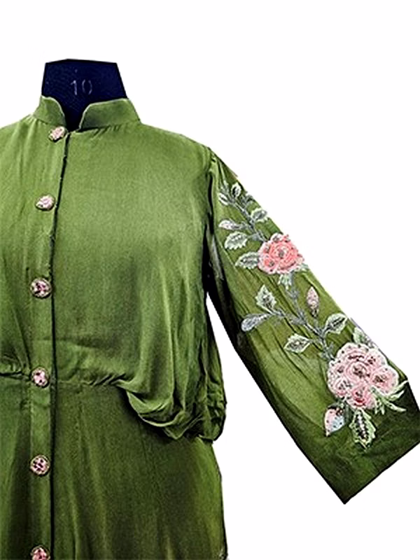 wander olive green shirt style long dress 1062