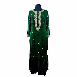 wander green coloured georgette embroidered suit 1072