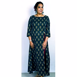 wander dark sea green long dress 1076