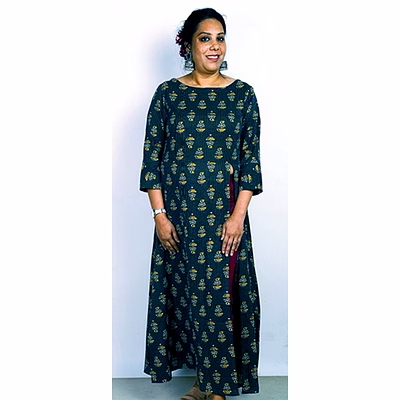 wander dark sea green long dress 1076