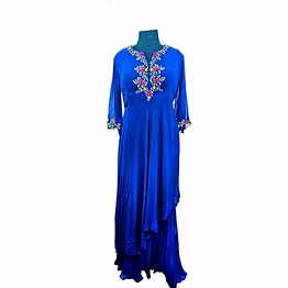 wander beige coloured embroidered drape suit 1084