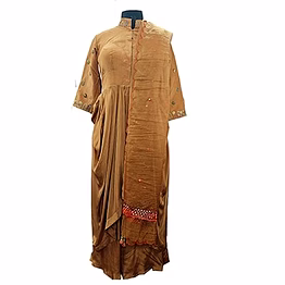 wander beige coloured embroidered drape suit 1085