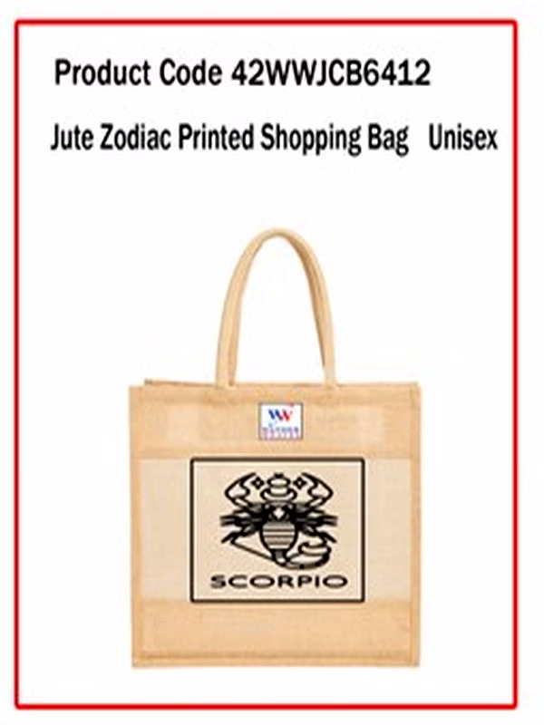 wander jute zodiac printed shopping bag ( unisex ) 1100