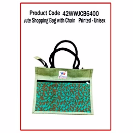 wander jute shopping bag with chain ( printed – unisex) 1113