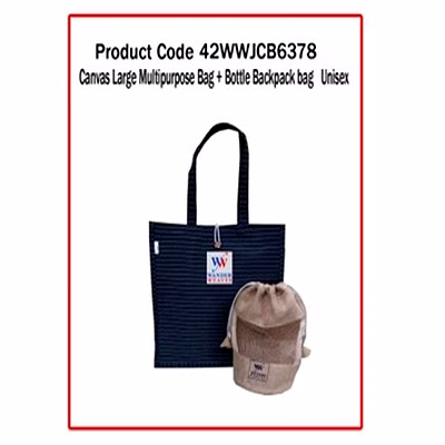wander canvas large multipurpose bag + bottle backpack bag (unisex ) 1217