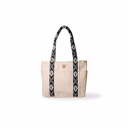 wander 18 oz canvas designer bag with black floral handle 1221
