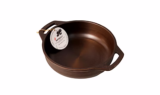 Aarogyam Cast Iron Round Flat Base Loha Kadai, Double Handle, Pre-Seasoned 10 inch Diameter (25 cm), Naturally Non-stick, Toxin-Free, Gas & Induction Compatible, Weight- 2.6 kg