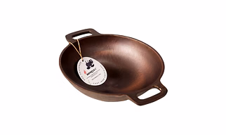 Aarogyam Cast Iron Double Handle Round Loha Kadai, 9 inch Diameter (23 cm), Pre-Seasoned, Naturally Non-Stick,Toxin-Free,  Compatible With Gas Stove- Perfect For Deep Frying  Weight : 2.3 Kg
