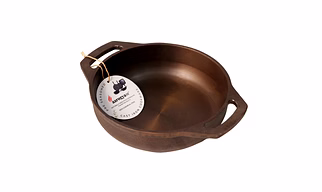 Aarogyam Cast Iron Round Flat Base Loha Kadai, Double Handle, Pre-Seasoned 9 inch Diameter (23 cm), Naturally Non-stick, Toxin-Free, Gas & Induction Compatible, Weight- 2.1 kg