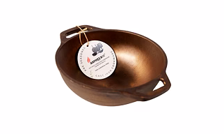 Aarogyam Cast Iron Double Handle Round Loha Kadai 8 inch Diameter (20 cm), Pre-Seasoned,  Naturally Non-Stick, Toxin-Free, Compatible With Gas Stove- Perfect for Cooking & Deep Frying, Weight : 1.7 kg