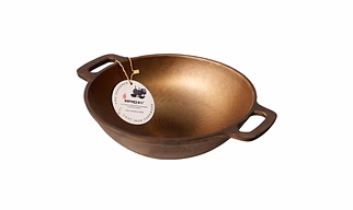 Aarogyam Cast Iron Double Handle Round Loha Kadai 11 inch Diameter (28 cm) Pre-Seasoned, Naturally Non-Stick, Toxin-Free,  Compatible With Gas Stove- Perfect for Deep Frying, Weight -2.6 kg