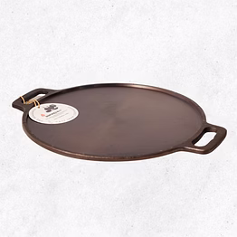 aarogyam cast iron dosa/roti/chapati tawa with double handle 12 inch (28 cm) | pre-seasoned | non-toxic | naturally non-stick | gas & induction compatible | 2.5 kg - smooth surface | perfect for authentic crispy dosas and pancakes!