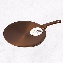 aarogyam cast iron roti /chapati tawa with long handle 10 inch (25 cm) | pre-seasoned | non-toxic | concave botton | naturally non-stick | compatible with gas stove - perfect for crispy parathas and rotis