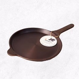 aarogyam cast iron shallow fry pan | 10 inch (25 cm) diameter | pre-seasoned | non-toxic | naturally non-stick | compatible with gas stove - perfect for fluffy omlette, parathas and rotis!