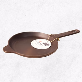 aarogyam cast iron shallow fry omlet pan tawa - 8 inch diameter, perfect for dosa/omlet/fish fry/uttapam/roasting , long handle, gas & induction compatible, pre-seasoned, naturally nonstick, 1.6 kg - perfect for 1 or 2 eggs omlette