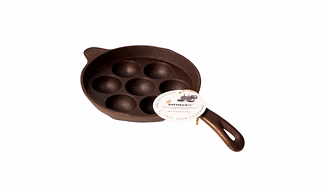 Aarogyam Cast Iron Paniyaram Pan 7 Cavity , Handle with Ring at Bottom for support, Pre-Seasoned 7.5 inch Diameter (19 cm), Naturally Non-stick, Toxin-Free, Gas & Induction Compatible, Weight- 1.9 kg