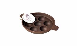 Aarogyam Cast Iron Paniyaram Pan 7 Cavity , Pre-Seasoned 7.5 inch Diameter (19cm), Naturally Non-stick, Toxin-Free, Gas & Induction Compatible, Weight- 1.2 kg