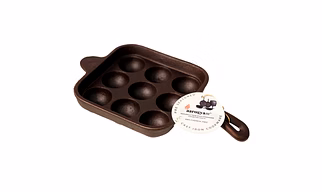 Aarogyam Cast Iron Paniyaram Pan 9 Cavity , Handle with Ring at Bottom for support, Pre-Seasoned 7 inch Diameter (17cm), Naturally Non-stick, Toxin-Free, Gas & Induction Compatible, Weight- 2.5 kg