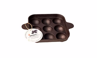 Aarogyam Cast Iron Paniyaram Pan 9 Cavity , Pre-Seasoned 7 inch Diameter (17cm), Naturally Non-stick, Toxin-Free, Gas & Induction Compatible, Weight- 1.4 kg