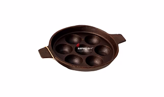 Aarogyam Cast Iron Paniyaram Pan 7 Cavity , with Ring at Bottom for support, Pre-Seasoned 7.5 inch Diameter (19cm), Naturally Non-stick, Toxin-Free, Gas & Induction Compatible, Weight- 1.5 kg