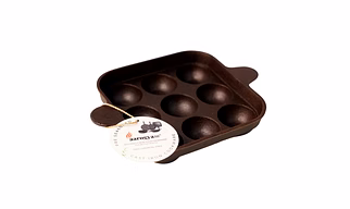 Aarogyam Cast Iron Paniyaram Pan 9 Cavity , with Ring at Bottom for support, Pre-Seasoned 7 inch Diameter (17cm), Naturally Non-stick, Toxin-Free, Gas & Induction Compatible, Weight- 1.7 kg