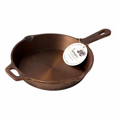 aarogyam cast iron skillet , pre-seasoned 9.5 inch diameter (24cm), naturally non-stick, toxin-free, gas & induction compatible, weight- 2.5 kg