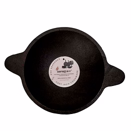 aarogyam cast iron appam pan rough , pre-seasoned 8 inch diameter (20cm), naturally non-stick, toxin-free, gas & induction compatible, weight- 2.1 kg