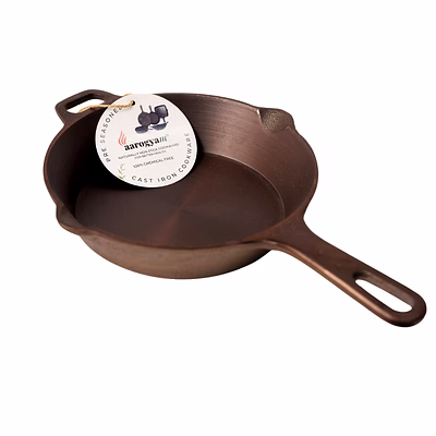 aarogyam cast iron skillet , pre-seasoned 6.5 inch diameter (16.5cm), naturally non-stick, toxin-free, gas & induction compatible, weight- 2.2 kg