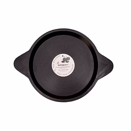 aarogyam cast iron shallow fry pan (smooth) , pre-seasoned 8 inch diameter (20cm), naturally non-stick, toxin-free, gas & induction compatible, weight- 1.3 kg
