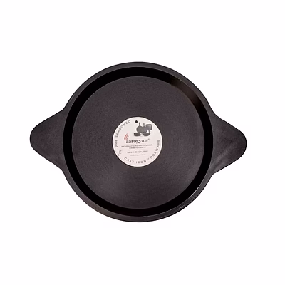 aarogyam cast iron shallow fry pan (smooth) , pre-seasoned 8 inch diameter (20cm), naturally non-stick, toxin-free, gas & induction compatible, weight- 1.3 kg