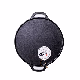 aarogyam cast iron dosa tawa with double handle 12 inch (30 cm) | heavy duty 3kg, rough surface | pre-seasoned | non-toxic | naturally non-stick | compatible with gas stove - perfect for crispy dosa and pancakes!