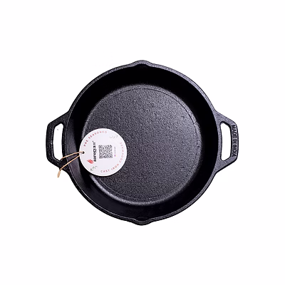 aarogyam cast iron round skillet (rough), pre-seasoned 10 inch diameter (25cm), naturally non-stick, toxin-free, gas & induction compatible, weight- 2.3 kg