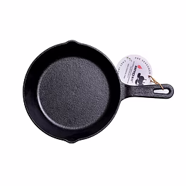 aarogyam cast iron long handle round skillet (rough), pre-seasoned 10 inch diameter (25cm), naturally non-stick, toxin-free, gas & induction compatible, weight- 2.4 kg