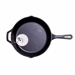 aarogyam cast iron long handle round skillet (rough), pre-seasoned 8 inch diameter (20cm), naturally non-stick, toxin-free, gas & induction compatible, weight- 1.5 kg