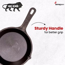 aarogyam cast iron mini skillet , pre-seasoned 6 inch diameter (15cm), naturally non-stick, toxin-free, gas & induction compatible, weight- 1.2 kg
