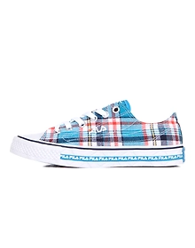 FILA Center Court S Check Blue Mens Canvas Shoes (IN-87197)
