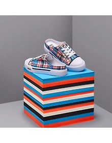FILA Como Check Blue Womens Mule (IN-60074)