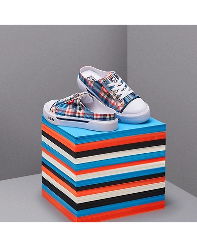 FILA Como Check Blue Womens Mule (IN-60074)-IN-60074-2-5